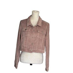 1 Sunset Lane Corduroy Utility Cropped Jacket In Dusty Rose Size M Pockets Chic